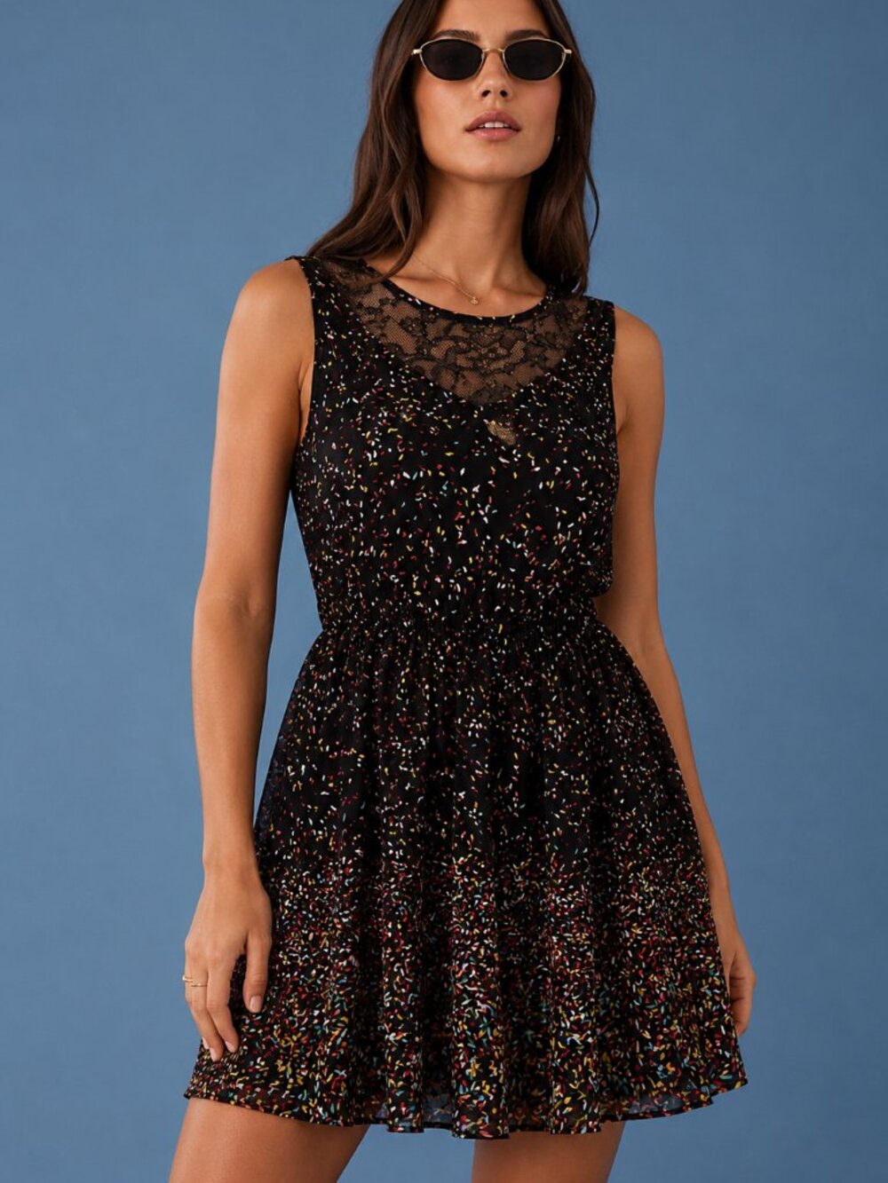 The Style London ModCloth Confetti Print Fit and Flare Party Dress Size M